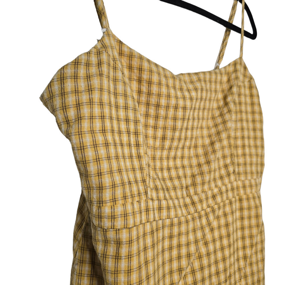 Urban Outfitters Casual Mini Dress Yellow Plaid - Size 12 - Picture 2 of 8